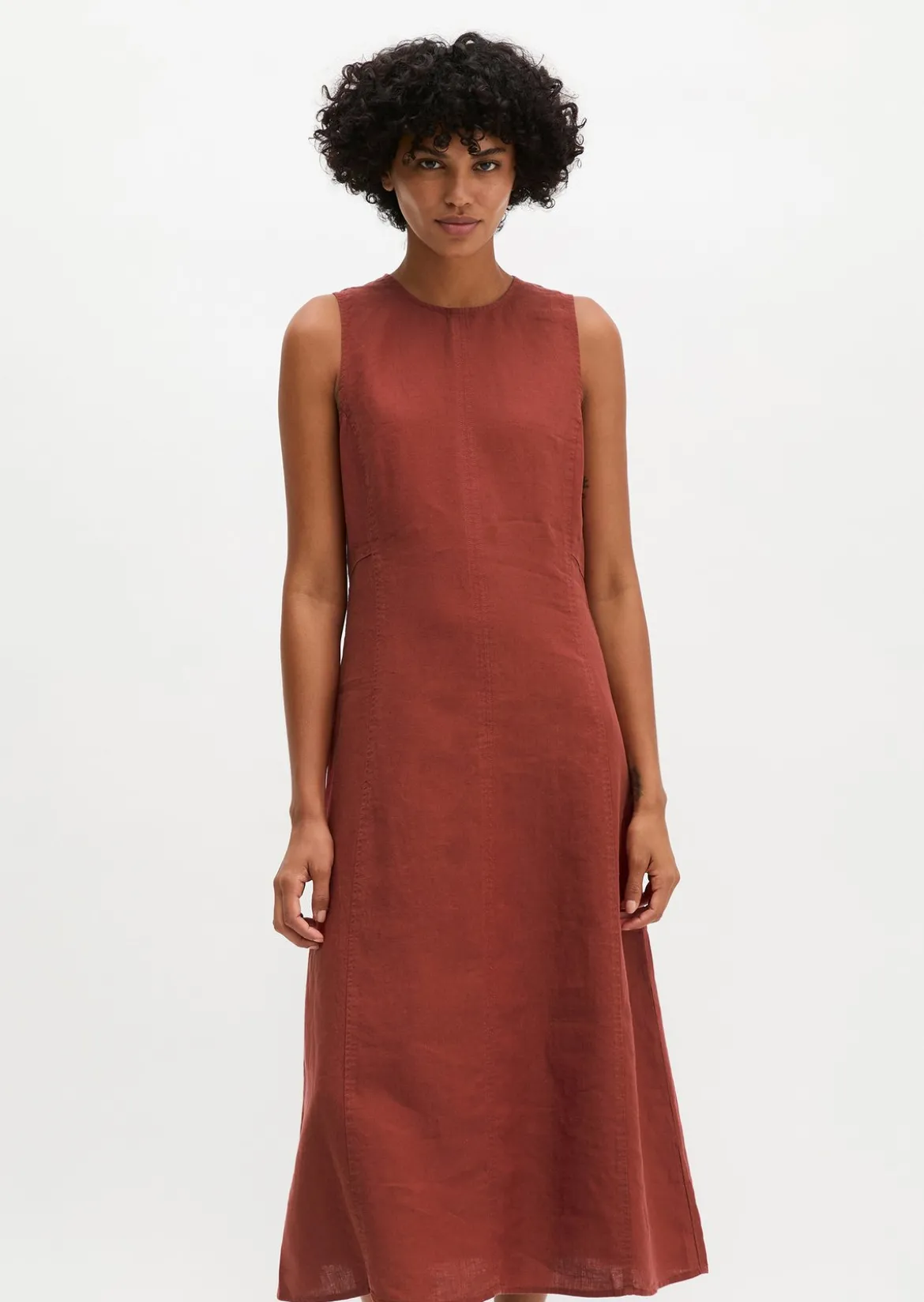 Leinenkleid shaped mit nahtfeinem Reißverschluss