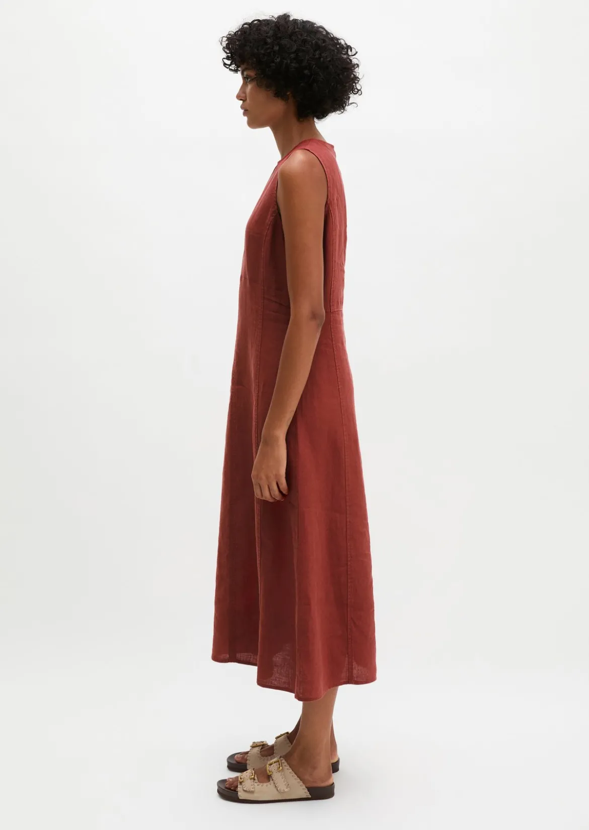 Leinenkleid shaped mit nahtfeinem Reißverschluss