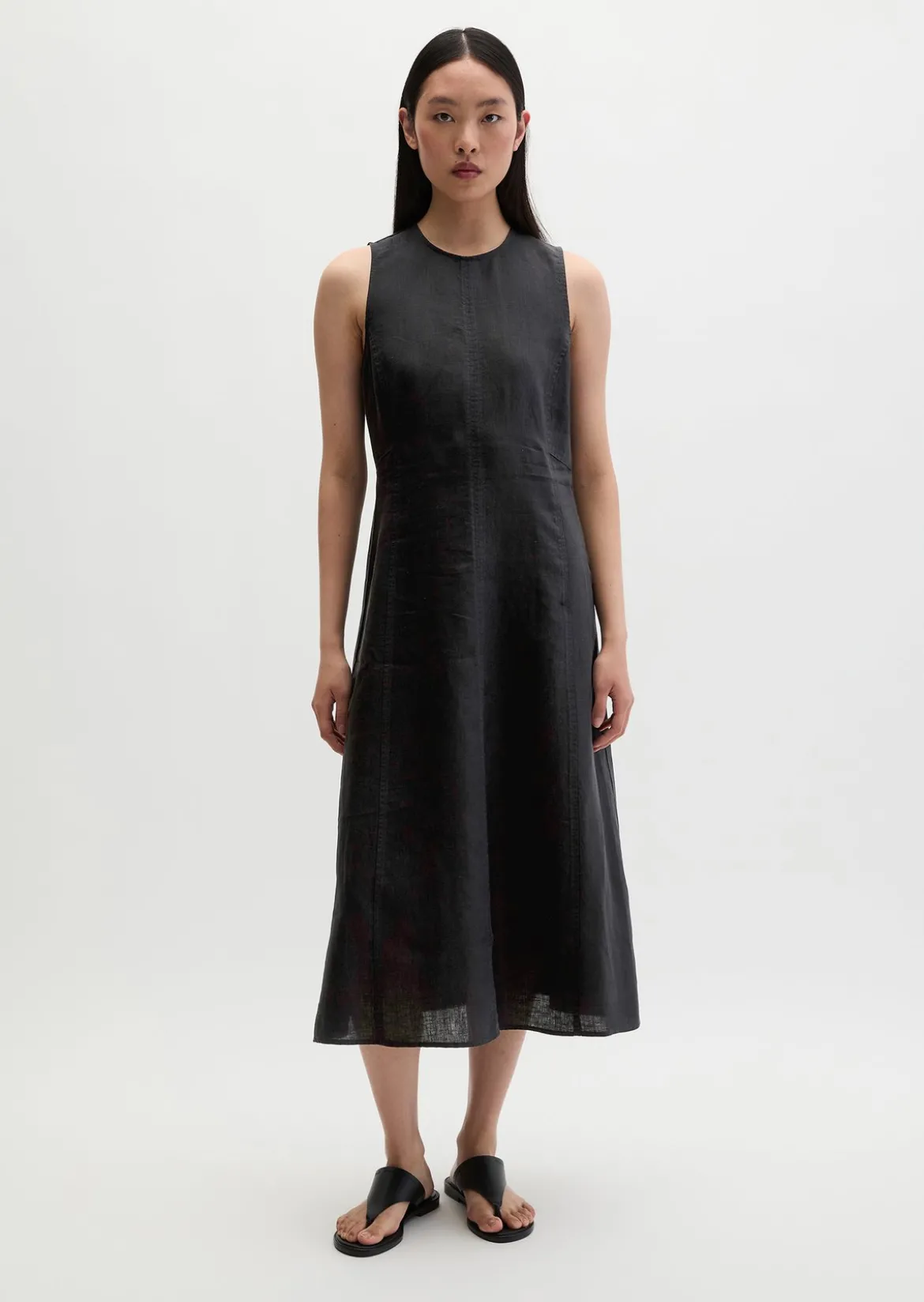 Leinenkleid shaped mit nahtfeinem Reißverschluss