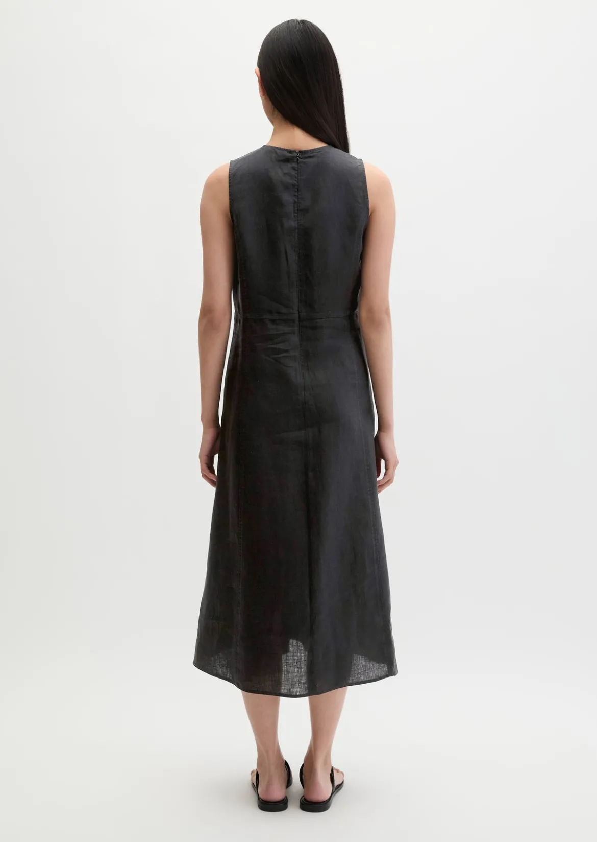 Leinenkleid shaped mit nahtfeinem Reißverschluss