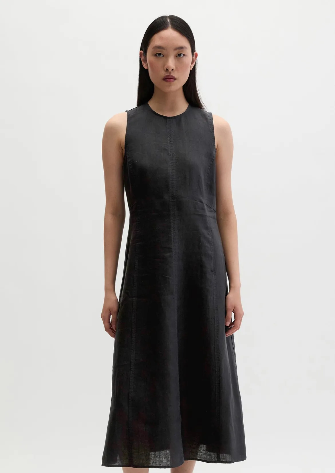 Leinenkleid shaped mit nahtfeinem Reißverschluss