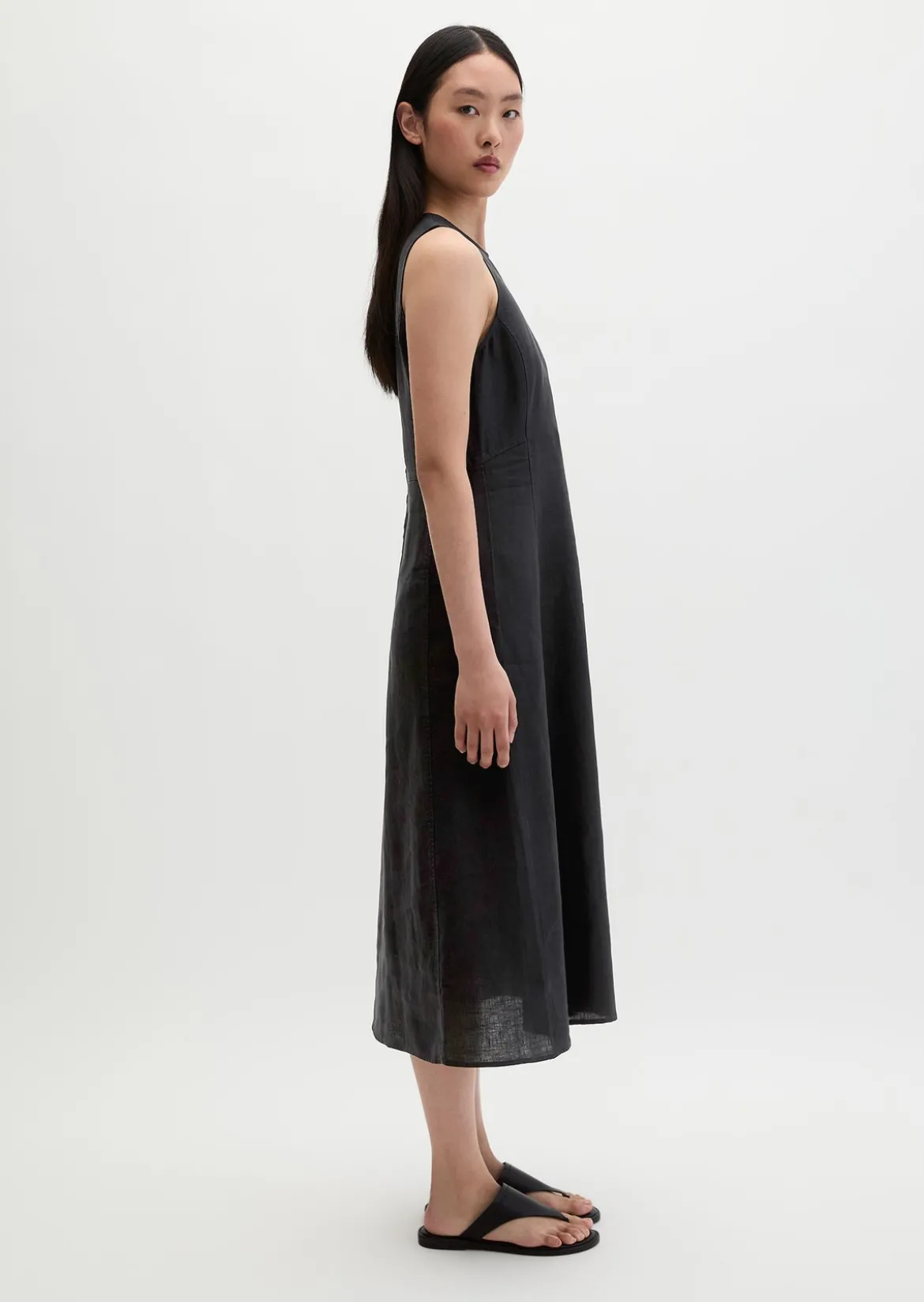 Leinenkleid shaped mit nahtfeinem Reißverschluss