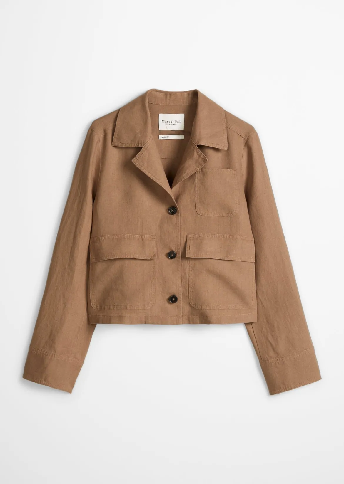 Leinen-Overshirt straight mit aufgesetzten Taschen