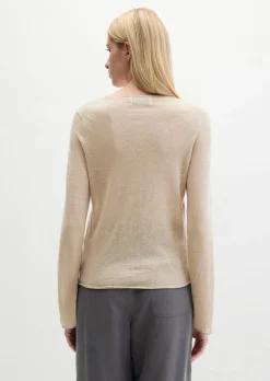 Leinenpullover regular mit Rundhalsausschnitt