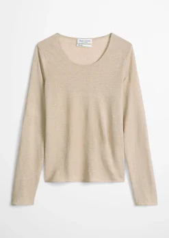 Leinenpullover regular mit Rundhalsausschnitt