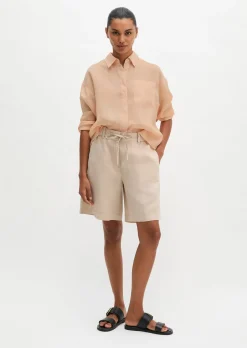 Leinenshorts relaxed mit elastischem Bund