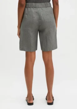 Leinen-Shorts straight mit elastischem Bund