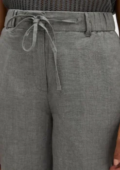 Leinen-Shorts straight mit elastischem Bund