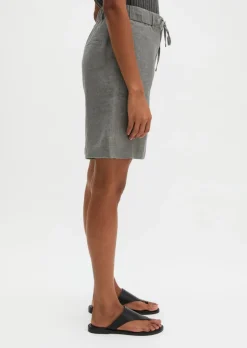 Leinen-Shorts straight mit elastischem Bund