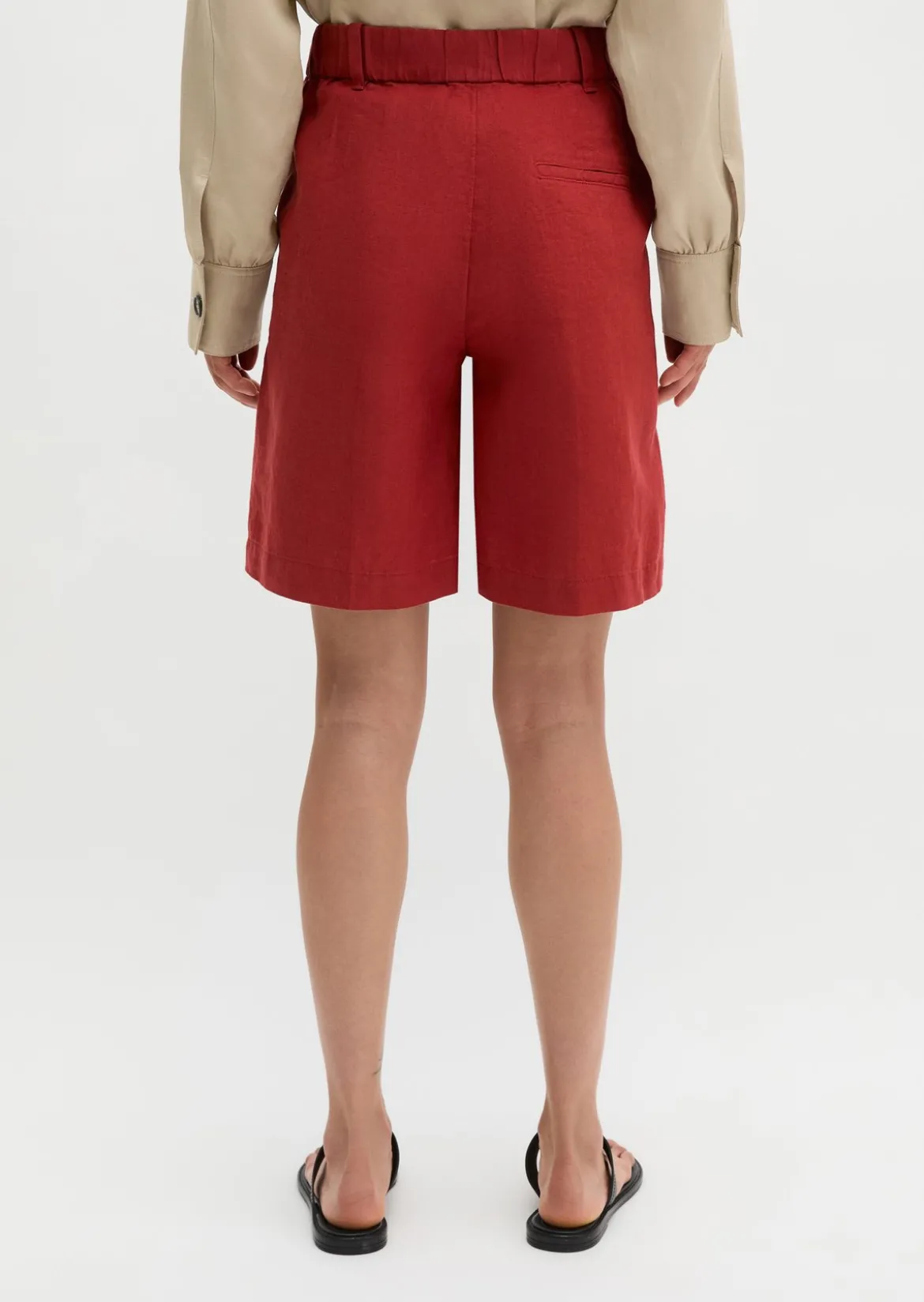 Leinenshorts wide mit elastischem Tunnelzug-Bund