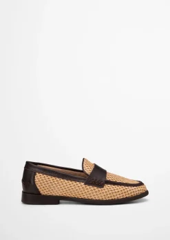 Loafer Model Fiona aus luftigem Raffiabast mit Leder