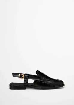 Loafer-Sandale Model Fiona aus glänzendem Rindleder