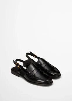 Loafer-Sandale Model Fiona aus glänzendem Rindleder