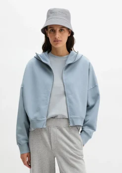 Logo-Hoodie-Sweatjacke relaxed mit recycelter Baumwolle