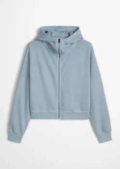 Logo-Hoodie-Sweatjacke relaxed mit recycelter Baumwolle