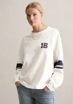 Longsleeve im College-Stil relaxed mit Streifen-Prints am Ärmel
