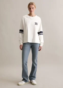 Longsleeve im College-Stil relaxed mit Streifen-Prints am Ärmel