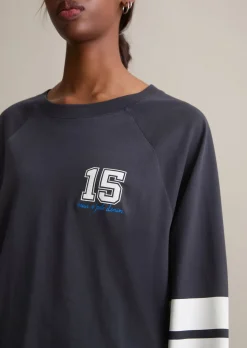 Longsleeve im College-Stil relaxed mit Streifen-Prints am Ärmel