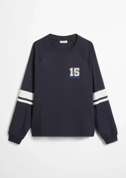 Longsleeve im College-Stil relaxed mit Streifen-Prints am Ärmel