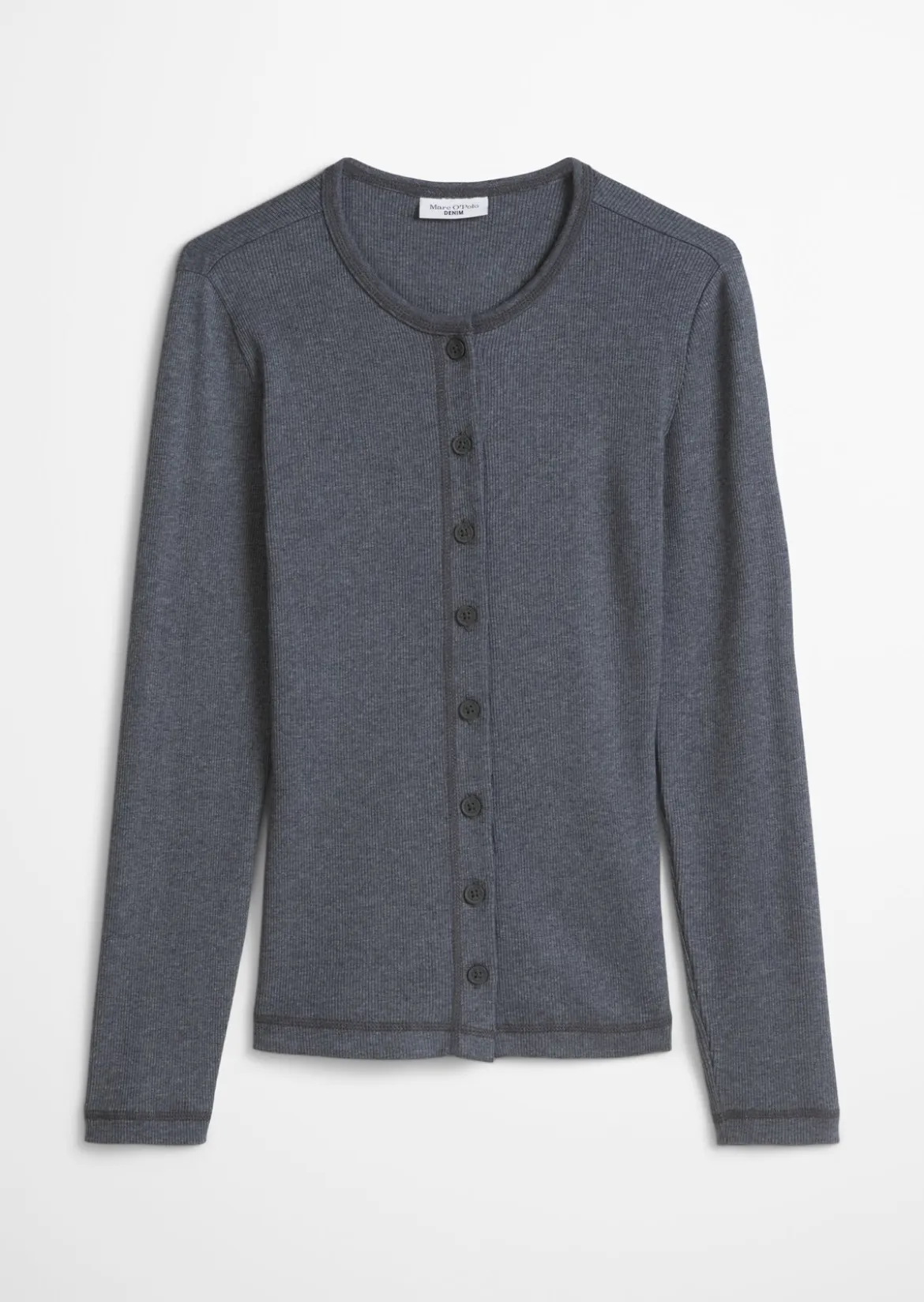 Longsleeve mit Knopfleiste slim aus Rippjersey