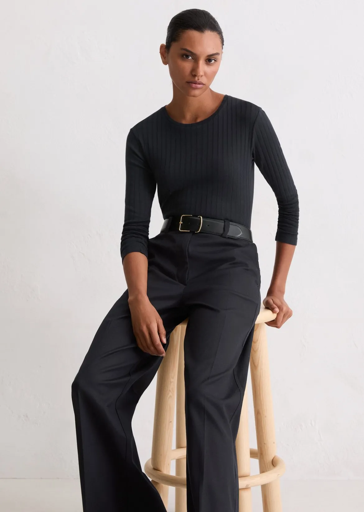 Longsleeve slim aus Organic-Cotton-Modal-Mix
