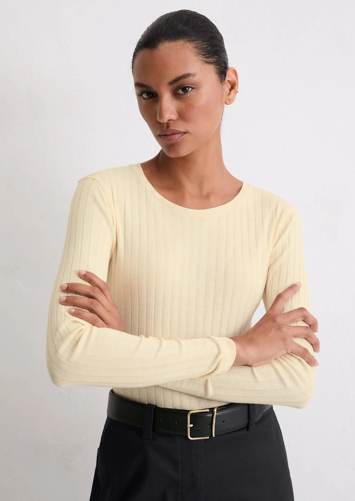 Longsleeve slim aus Organic-Cotton-Modal-Mix