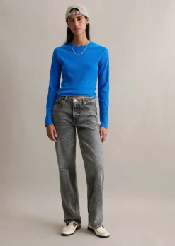 Longsleeve slim aus Rippjersey