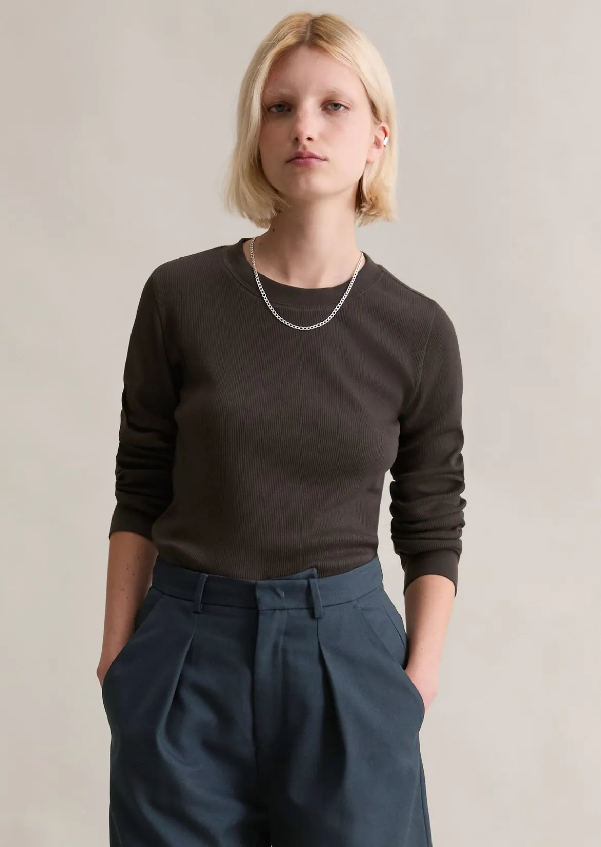 Longsleeve slim aus softem Bio-Baumwolle-Modal-Stretch-Jersey
