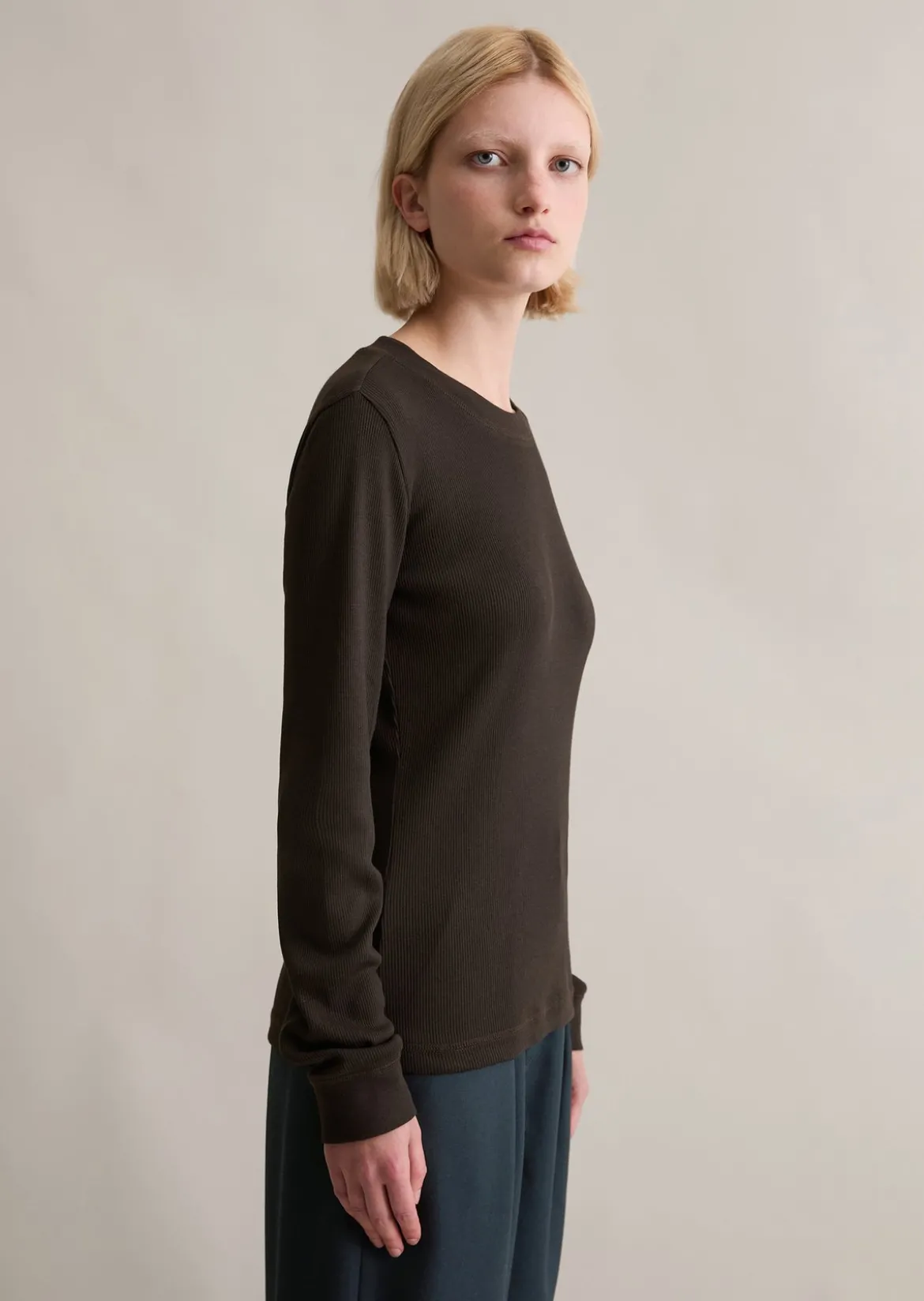 Longsleeve slim aus softem Bio-Baumwolle-Modal-Stretch-Jersey