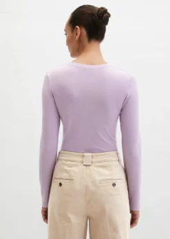 Longsleeve slim garment-dyed aus Rippjersey