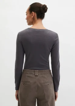 Longsleeve slim garment-dyed aus Rippjersey