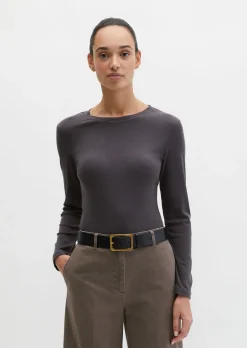 Longsleeve slim garment-dyed aus Rippjersey