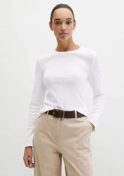 Longsleeve slim garment-dyed aus Rippjersey