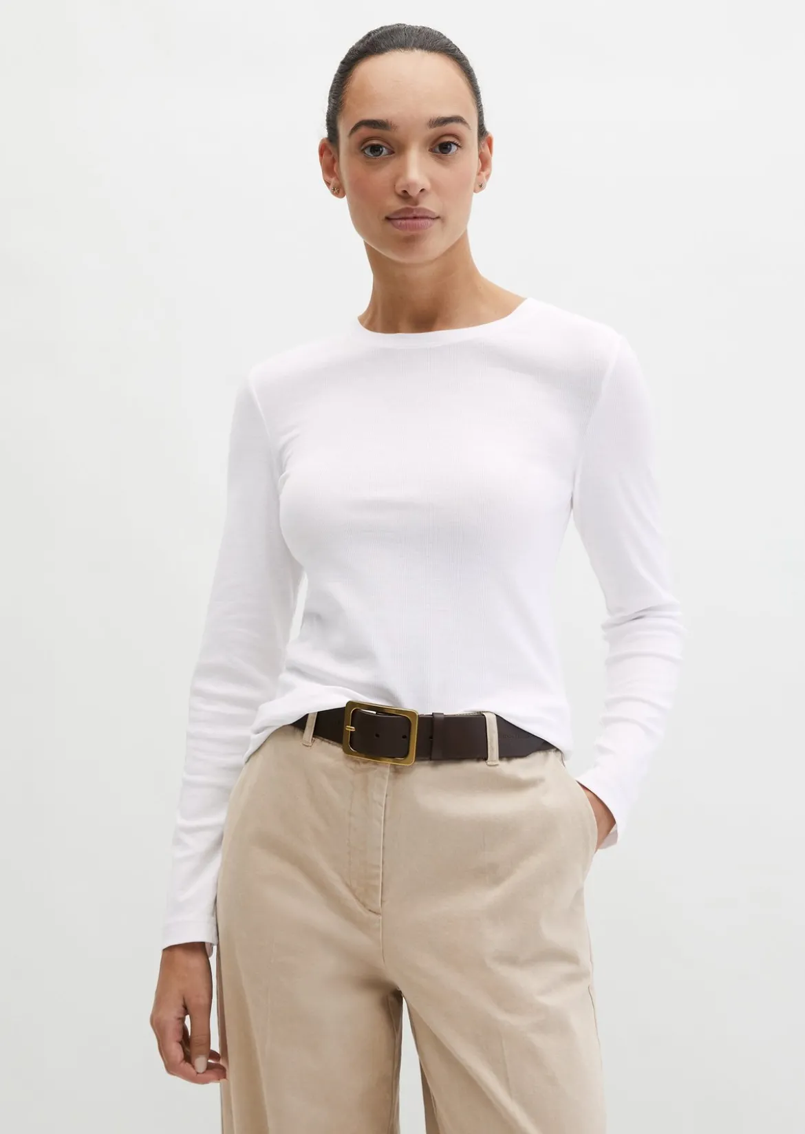 Longsleeve slim garment-dyed aus Rippjersey