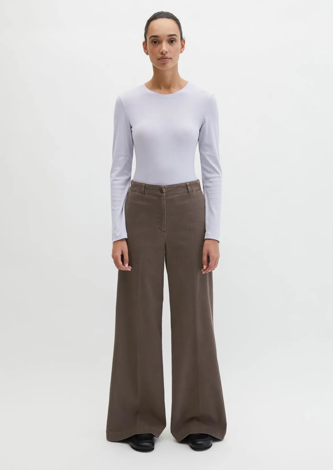 Longsleeve slim garment-dyed aus Rippjersey