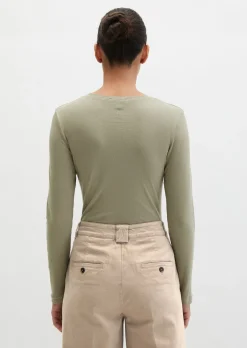 Longsleeve slim garment-dyed aus Rippjersey