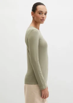 Longsleeve slim garment-dyed aus Rippjersey