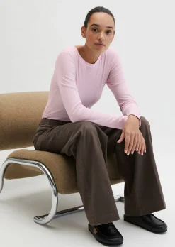 Longsleeve slim garment-dyed aus Rippjersey