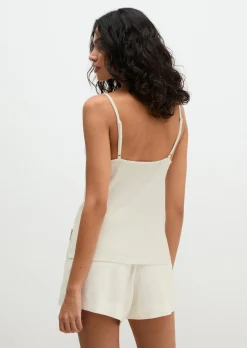 Lounge-Cami-Top aus geripptem Bio-Baumwoll-Mix