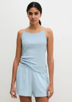Lounge-Cami-Top aus geripptem Bio-Baumwoll-Mix