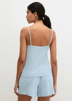 Lounge-Cami-Top aus geripptem Bio-Baumwoll-Mix
