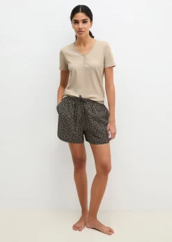 Lounge-Pyjama-Set im Material-Mix