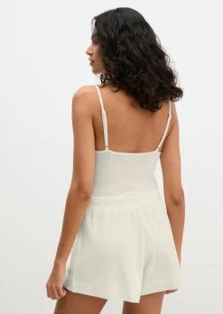 Lounge-Shorts aus geripptem Bio-Baumwoll-Mix