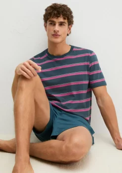 Lounge-T-Shirt aus gestreiftem Single Jersey
