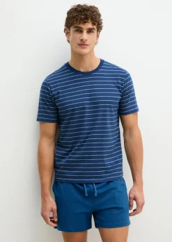 Lounge-T-Shirt aus gestreiftem Single Jersey