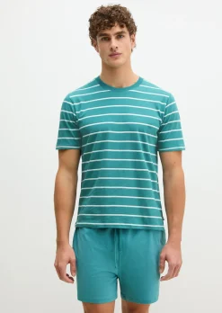 Lounge-T-Shirt aus gestreiftem Single Jersey
