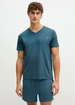Lounge-T-Shirt mit V-Ausschnitt