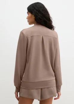 Lounge-Zipper-Jacke aus weichem Materialmix