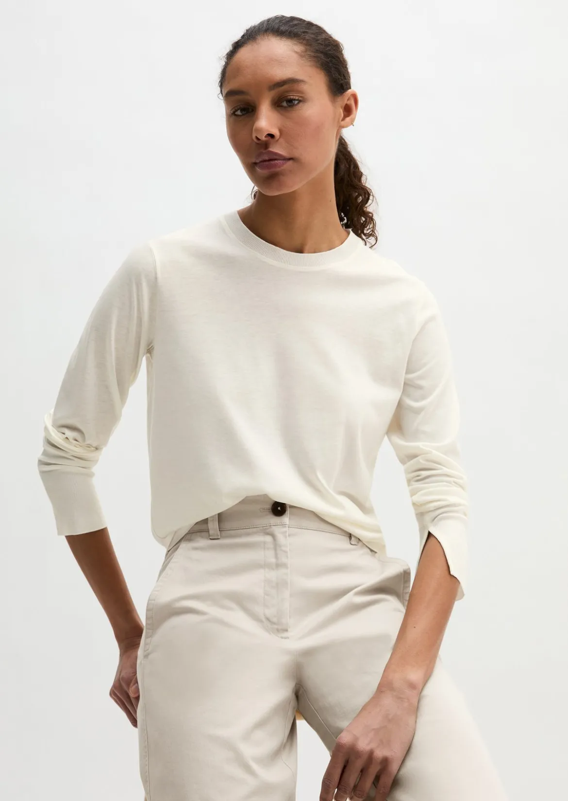 Luxury Longsleeve relaxed aus TENCEL™ Lyocell-Baumwolle-Mix