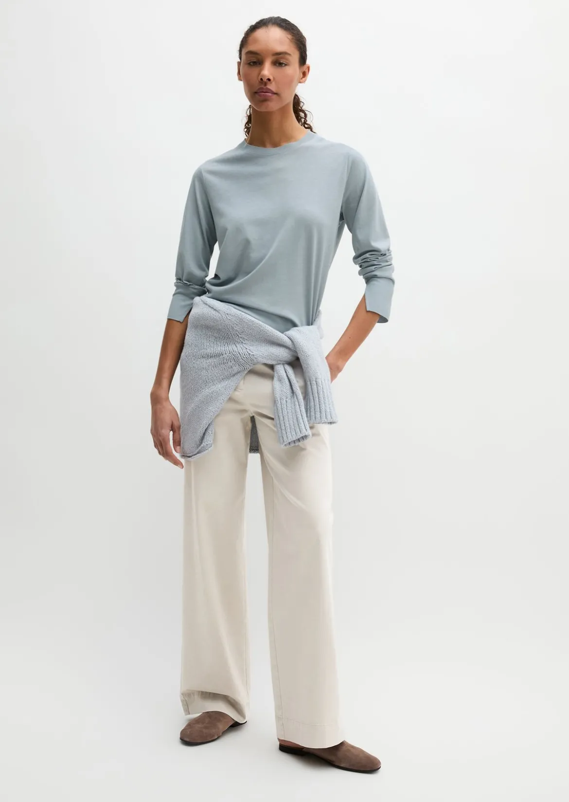 Luxury Longsleeve relaxed aus TENCEL™ Lyocell-Baumwolle-Mix